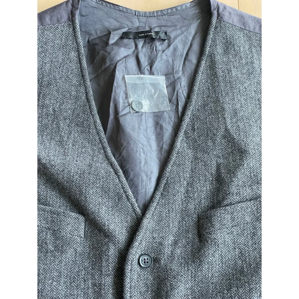 NWT 2007 *Almost Vintage* Express Men's Gray Herringbone Wool Blend Suit Vest XL